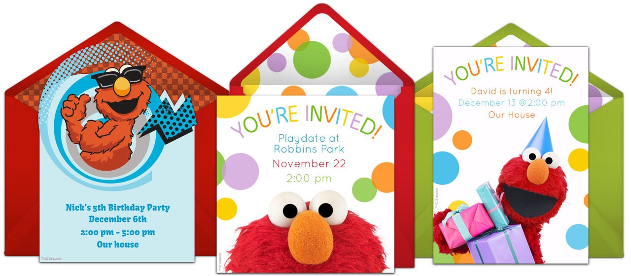 Free Elmo Birthday Party Online Invitation