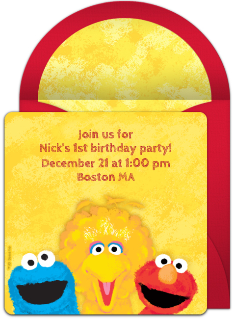 Sesame Street First 1st Birthday Online Invitations