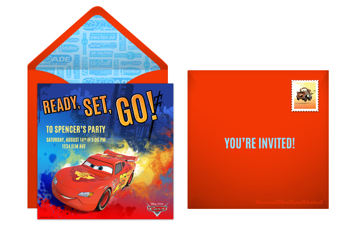 free disney cars online invitation