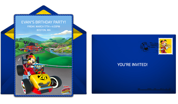 Send Mickey and the Roadsters online invitations
