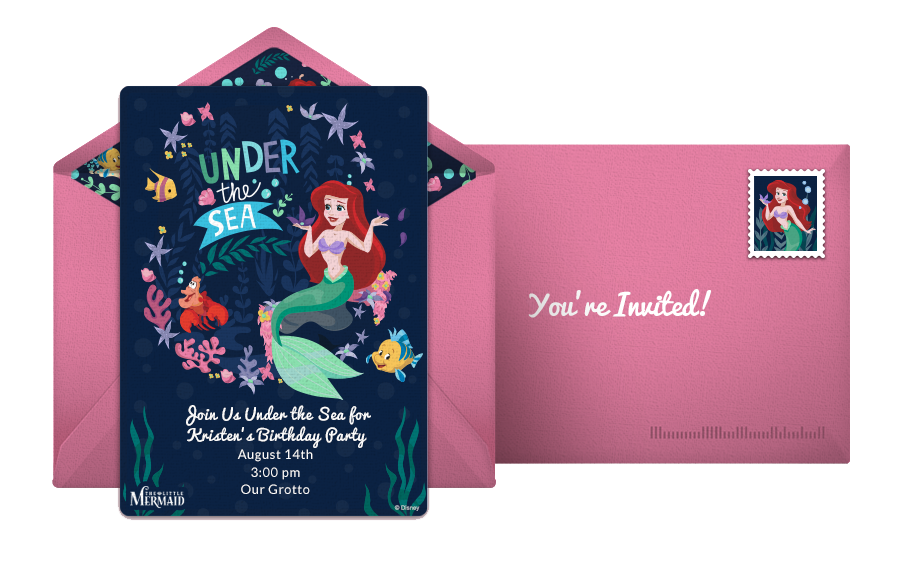 Little Mermaid Online Birthday Invitation